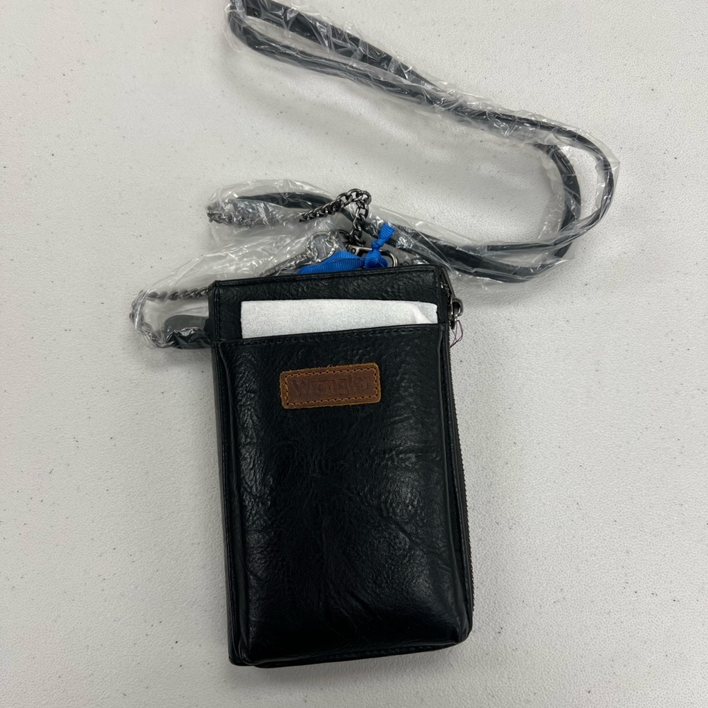 Wrangler Black Leather Phone Holster with Chain Strap